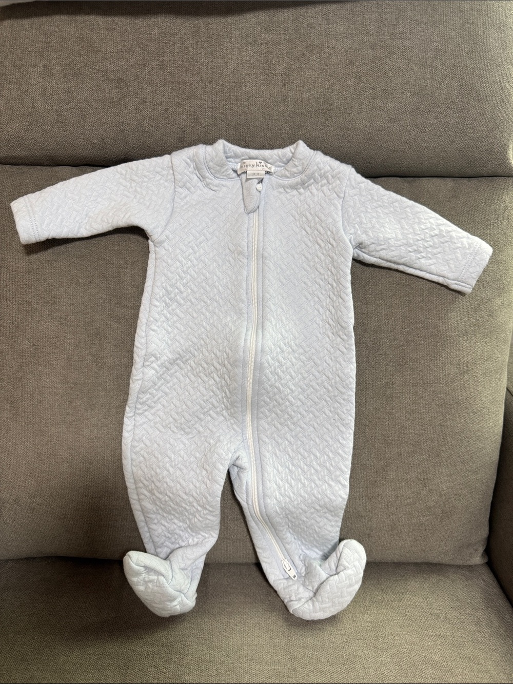 Kissy Kissy Light Blue Quilted Zip Footed One-Piece